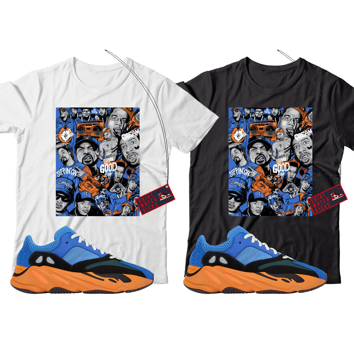 Rap(2) T-Shirt Match Yeezy 700 Bright Blue