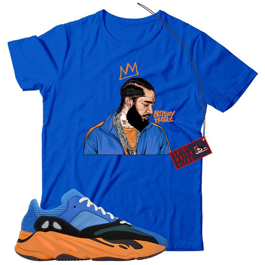 Nipsey T-Shirt Match Yeezy 700 Bright Blue