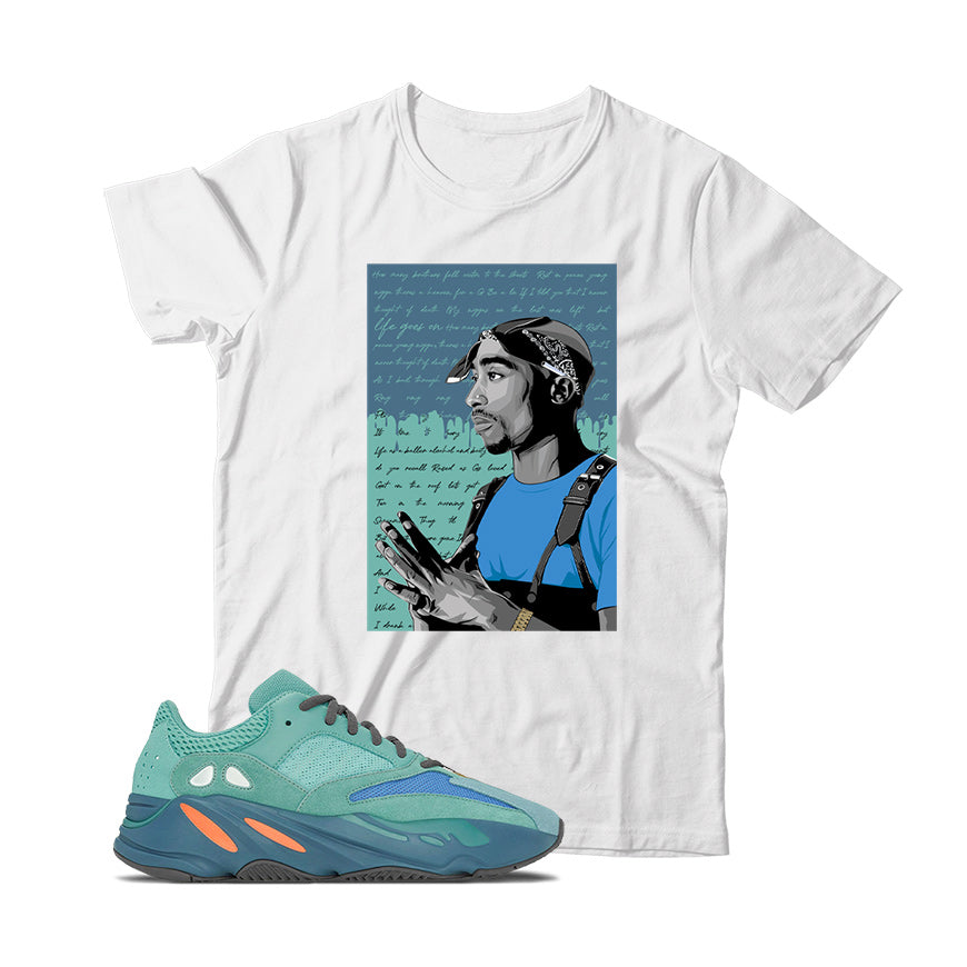 2 Pac(2) T-Shirt Match Yeezy 700 Faded Azure