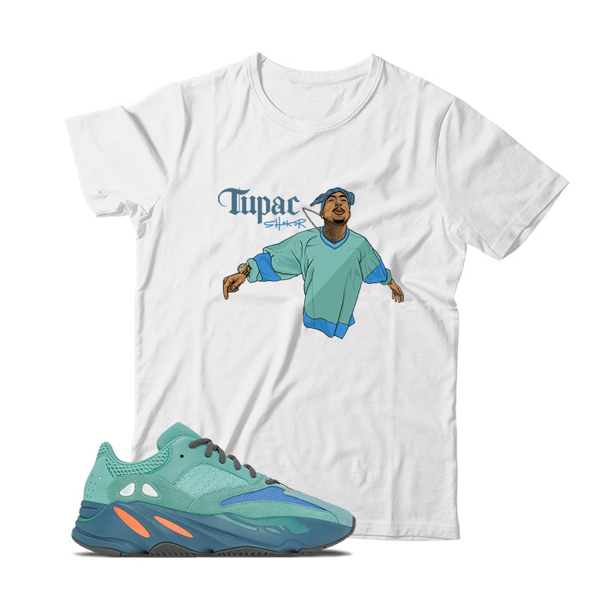 2 Pac(3) T-Shirt Match Yeezy 700 Faded Azure